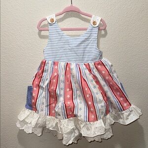 SweetHoney Blue and Red Starry Striped Dress